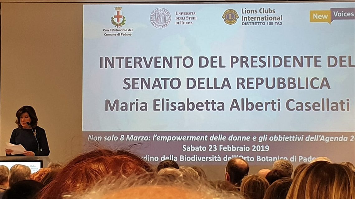 23 febbraio 2019 – Intervento della Presidente del Senato Maria Elisabetta Casellati all’Assemblea Lions del Distretto 108Ta3